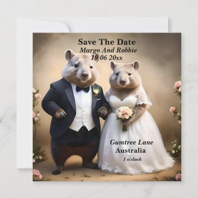 Australian Wombat Wedding Save The Date, Save The Date (Front)