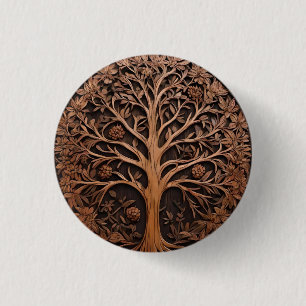 Australian Woodlands: 3D Warah Tree Wood Print, 1 Inch Round Button