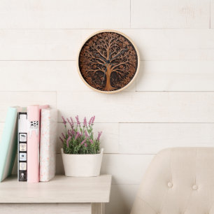 Australian Woodlands: 3D Warah Tree Wood Print, Clock