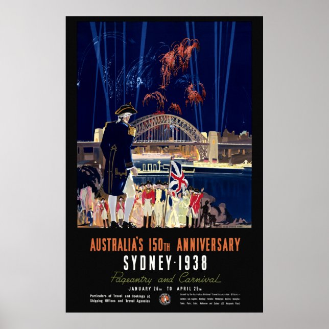 Australie 150e anniversaire Poster vintage 1938 (Devant)