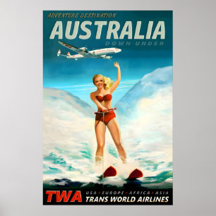 Australie Affiche TWA Trans World Airlines Nouvell