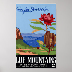 Australie Blue Mountains restauré Poster vintage