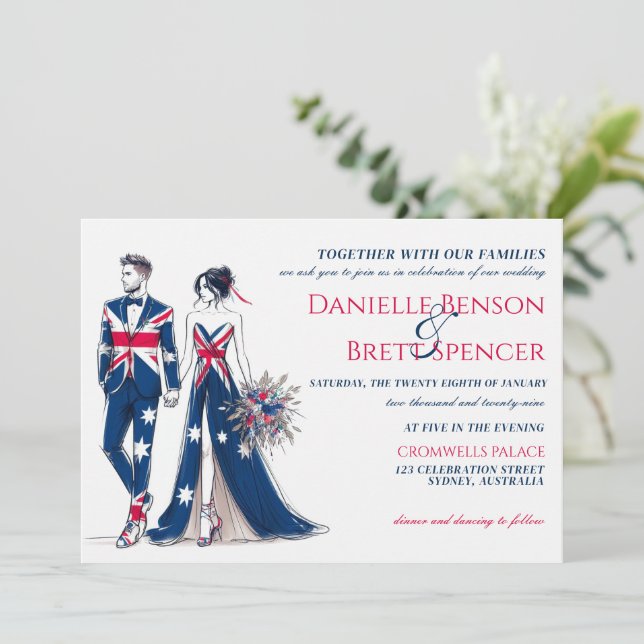 Australie Couple Faire-part de mariage (Debout devant)