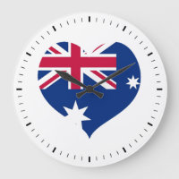 Australie Drapeau Coeur Découpe Mur Horloge