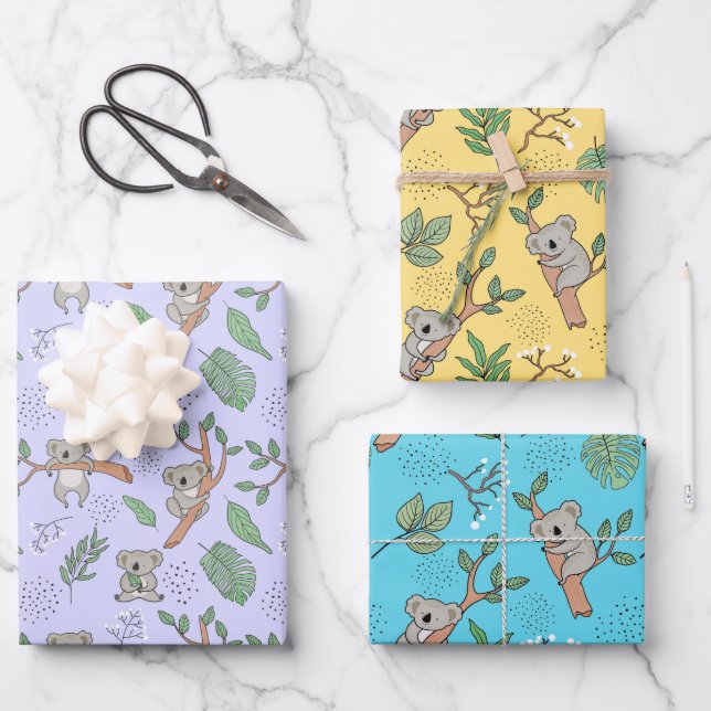 Australie Koala Bear Wrapper Papier Set de 3 (Recto)