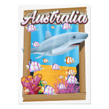 Australie poster de voyage de requins sous-marins