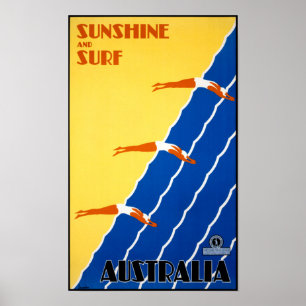 Australie Poster vintage restauré