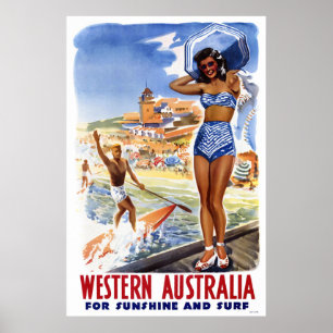 Australie Poster Vintage voyage restauré