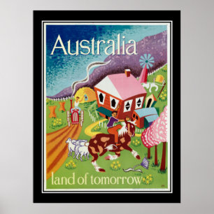 Australie Terre de Demain Affiche Vintage