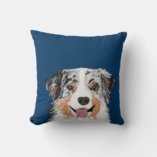 Australien Shepherd - coussin à chien merle bleu (Recto)