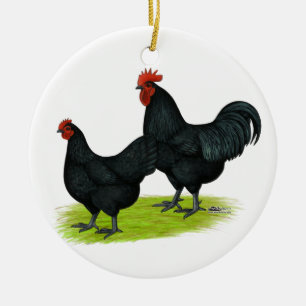 Australorp Black Chickens Ceramic Ornament