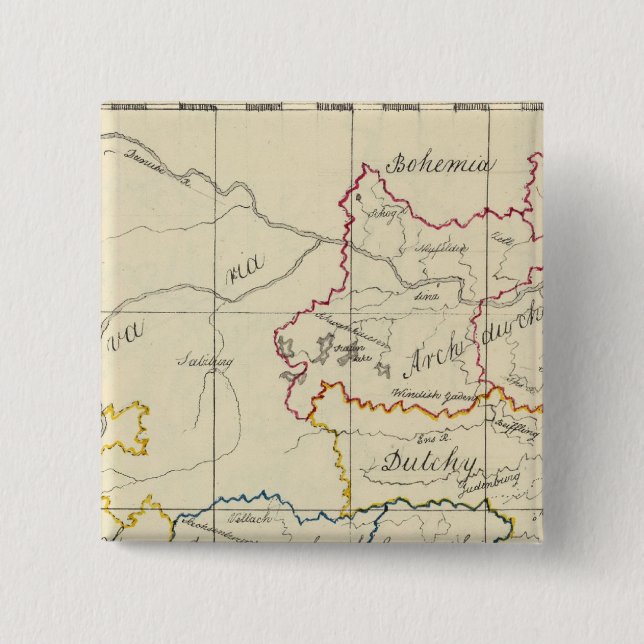 Austria 5 2 inch square button (Front)