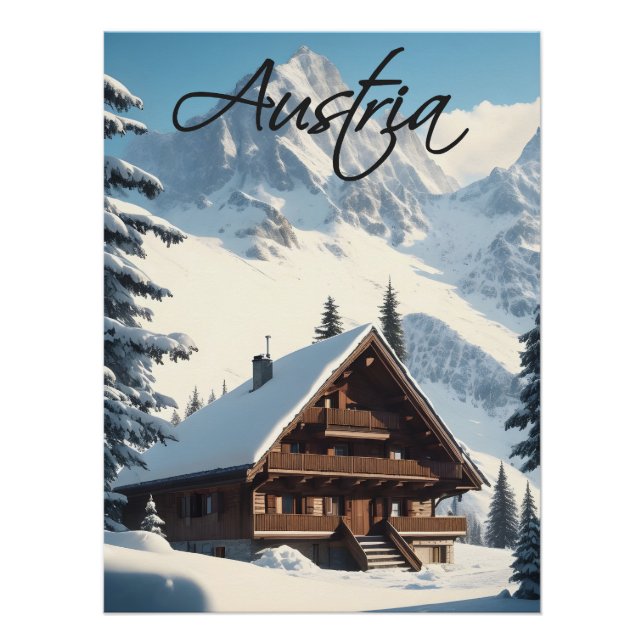 Austria Alpine Chalet Travel Poster (Front)