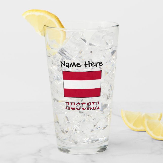 Austria and Austrian Flag Personalized  Glass (Front Ice)
