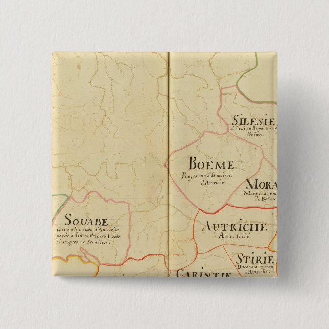 Austria and Czech Republic 2 Inch Square Button (Front)