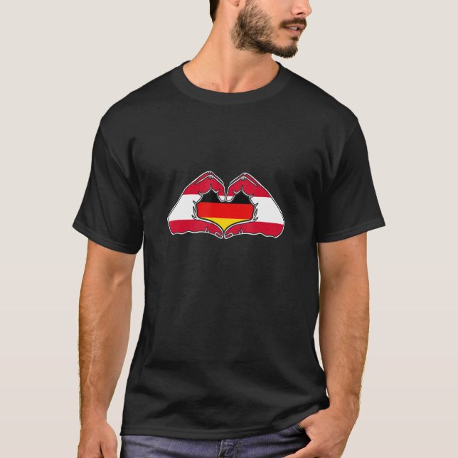 Austria and Germany  Heart hand friendship  T-Shirt (Front)