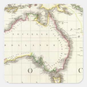 Austria and Indonesia Engraved Map Square Sticker