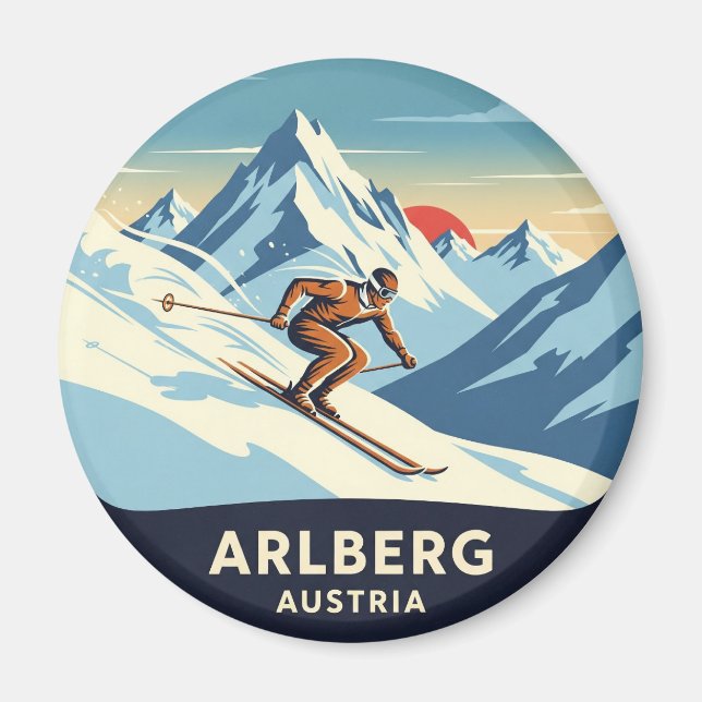 Austria Arlberg Skier Skiing Magnet (Front)