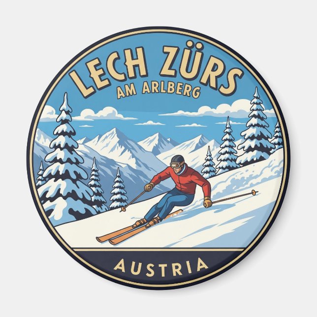 Austria Arlberg Skier Skiing Magnet (Front)