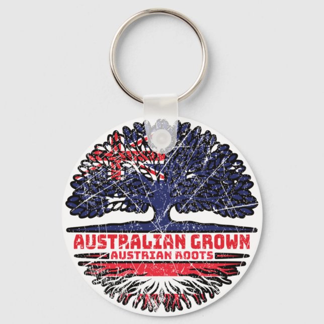 Austria Austrian Australian Australia Tree Roots Keychain (Front)