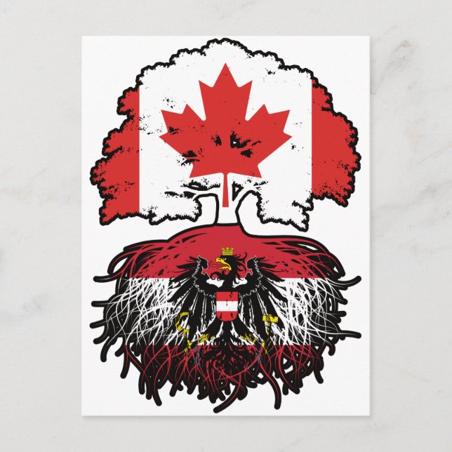 Austria Austrian Canadian Canada Tree Roots Flag Postcard (Front)