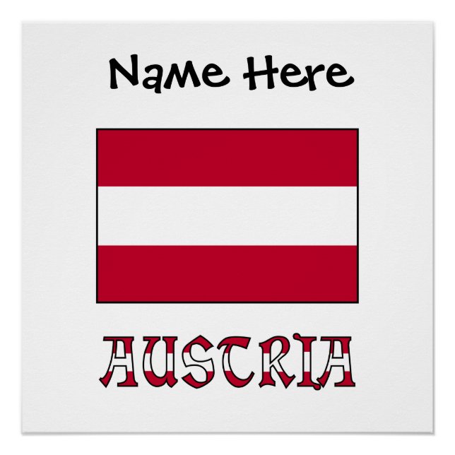 Austria Austrian Flag Black Personalization  Poster (Front)