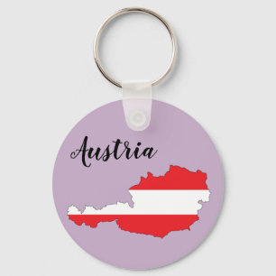 Austria Austrian Flag Map Keychain