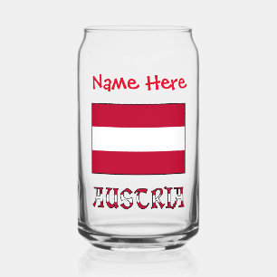Austria Austrian Flag Red Personalization Can Glass