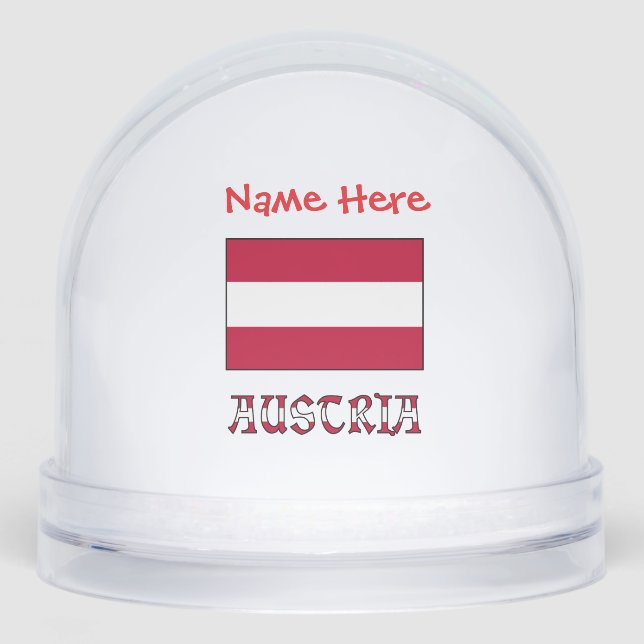 Austria Austrian Flag Red Personalized Snowglobe (Front)