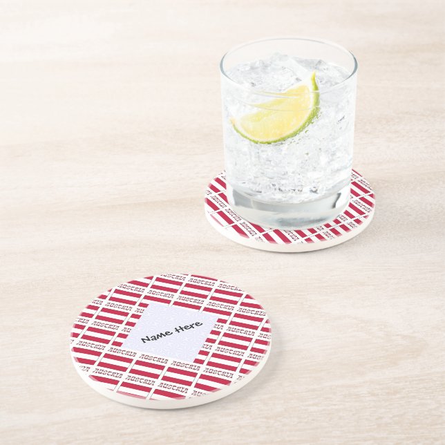 Austria Austrian Flag Tiled Personalized  Coaster (Side)