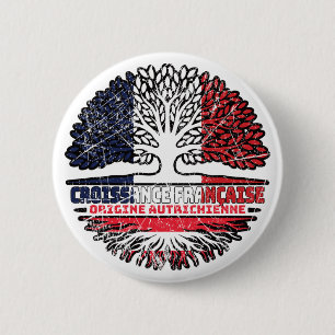 Austria Austrian French France Tree Roots Flag 2 Inch Round Button