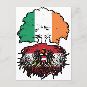 Austria Austrian Irish Ireland Tree Roots Flag Postcard