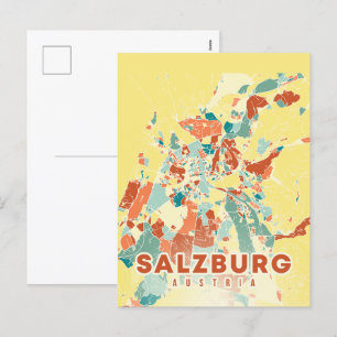 Austria capital salzburg map  holiday postcard