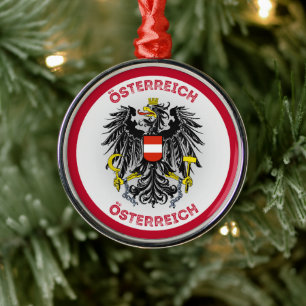 Austria Coat of Arms Circle Shape Metal Ornament