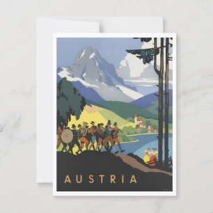 Austria Colourful Retro Inspired Postcard