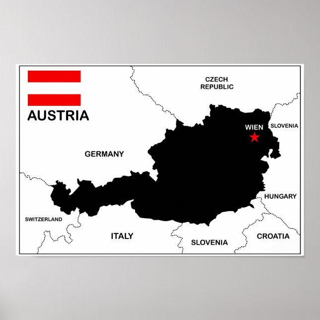 austria country political map flag poster (Front)