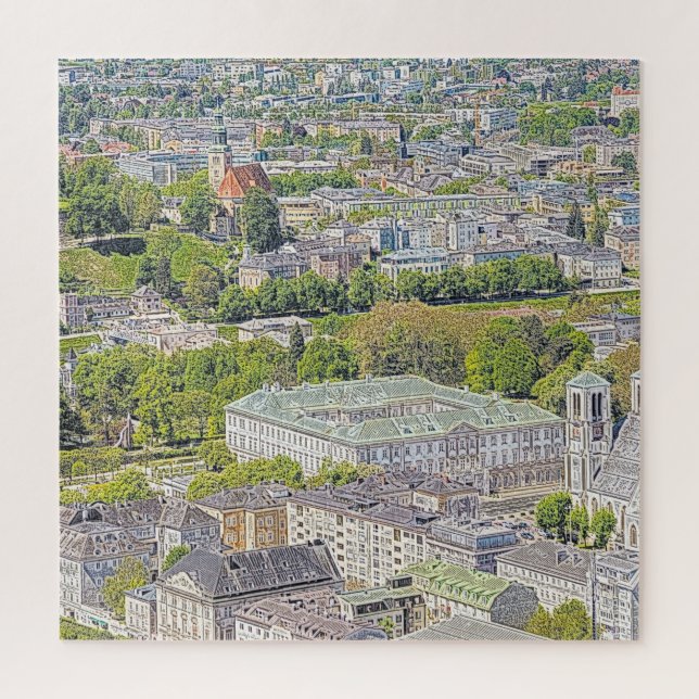 Austria - drawing Salzburg 1 Jigsaw Puzzle (Vertical)