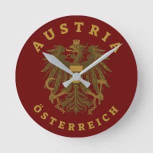 Austria Faux Gold Coat of Arms Round Clock