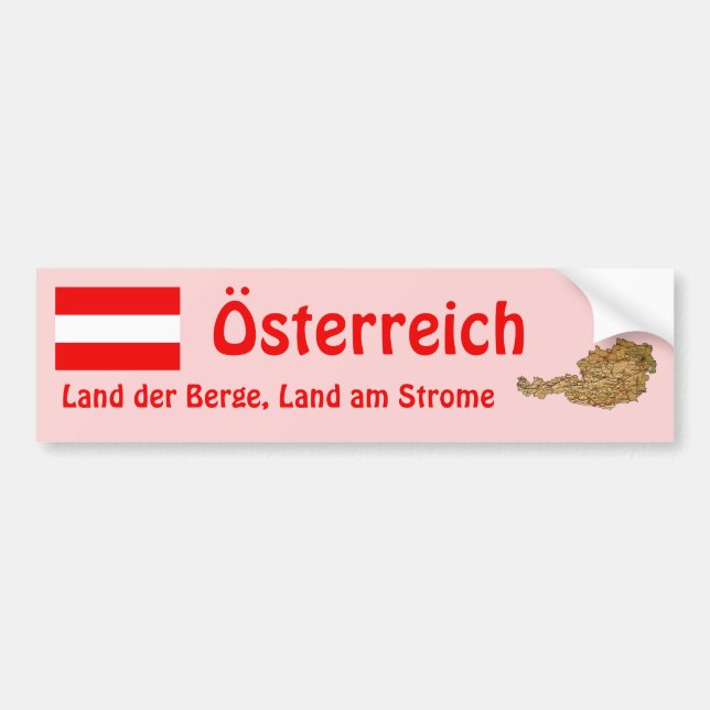 Austria Flag and Map Bumper Sticker (Front)