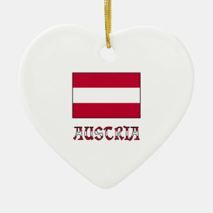 Austria Flag and Word Ceramic Ornament