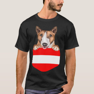 Austria Flag Bull Terrier Dog In Pocket T-Shirt