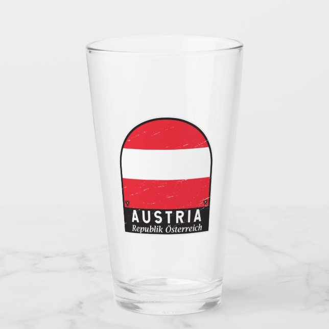 Austria Flag Emblem Distressed Vintage  Glass (Front)