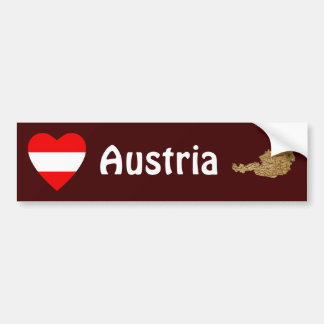 Austria Flag Heart + Map Bumper Sticker