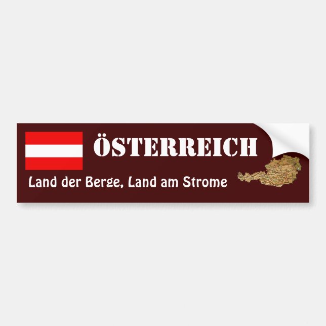 Austria Flag + Map Bumper Sticker (Front)