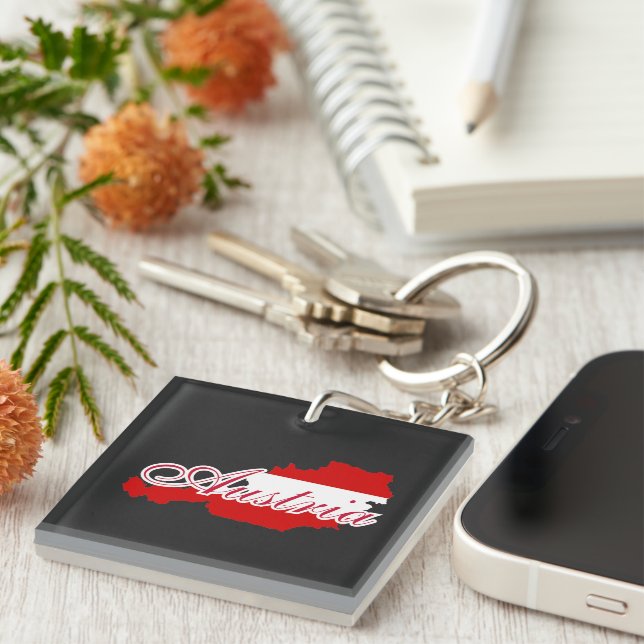 Austria flag map keychain (Front Right)