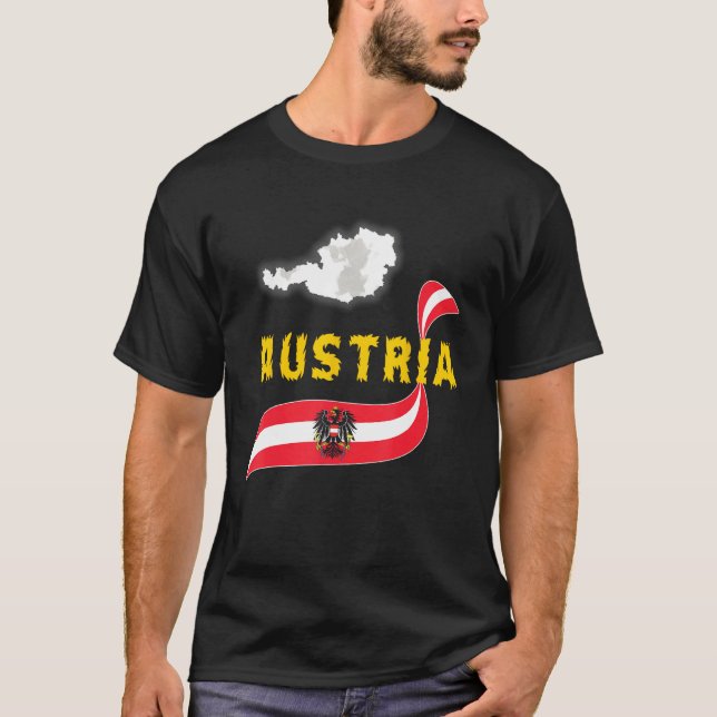 Austria,Flag of Austria,Austria Flag. T-Shirt (Front)