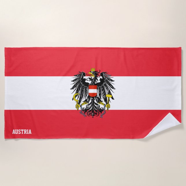 Austria Flag Splendid Patriotic Beach Towel (Front)