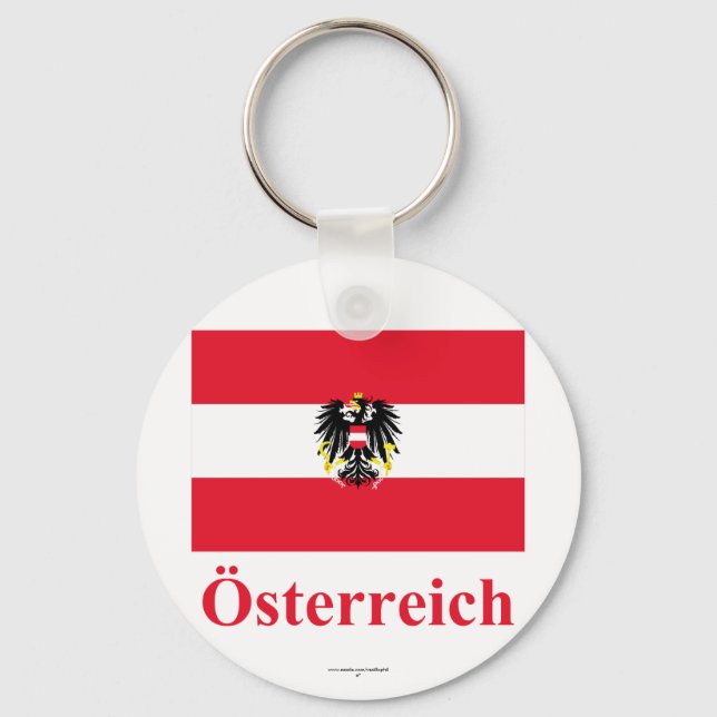 Austria Flag with Name in German Keychain (Front)