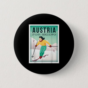 Austria For Skiing Pistensau &amp; Skihaserl Get O 2 Inch Round Button