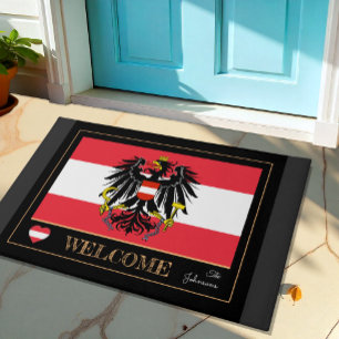 Austria house mat, Austrian Flag sports / Welcome Doormat